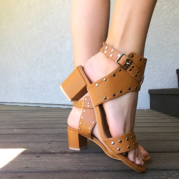 Studded Tan Sandals - Picture 2 of 2
